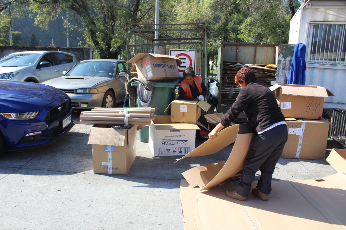El año pasado se declararon 406 toneladas de papel y cartón vendidos a Sorepa. A Miriam y a Marta les corresponde también el punto limpio ubicado en la Universidad de Concepción.