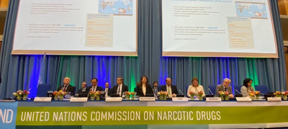 Comisión de la ONU, en jornada para eliminar el cannabis de las drogas más perjudiciales, sede en Viena el pasado 2 de dicciembre de 2020.