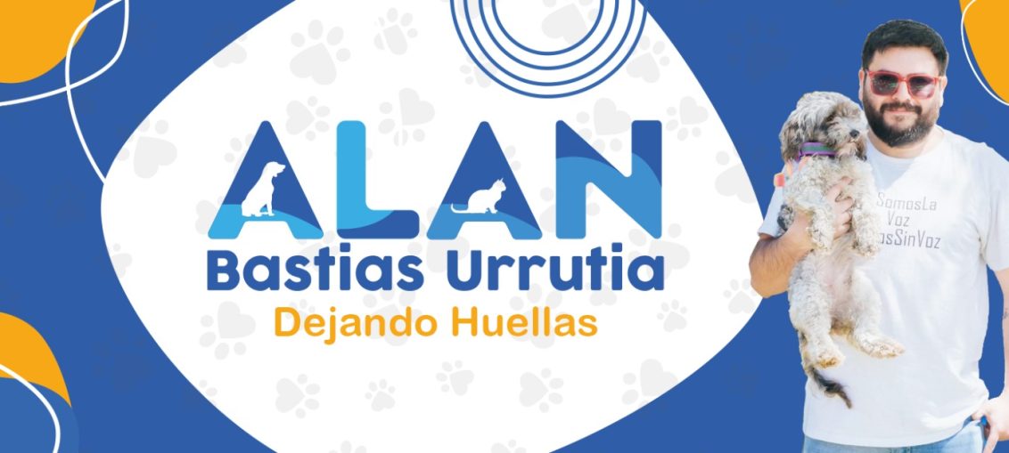 Alan Bastias Urrutia y junto a un perro